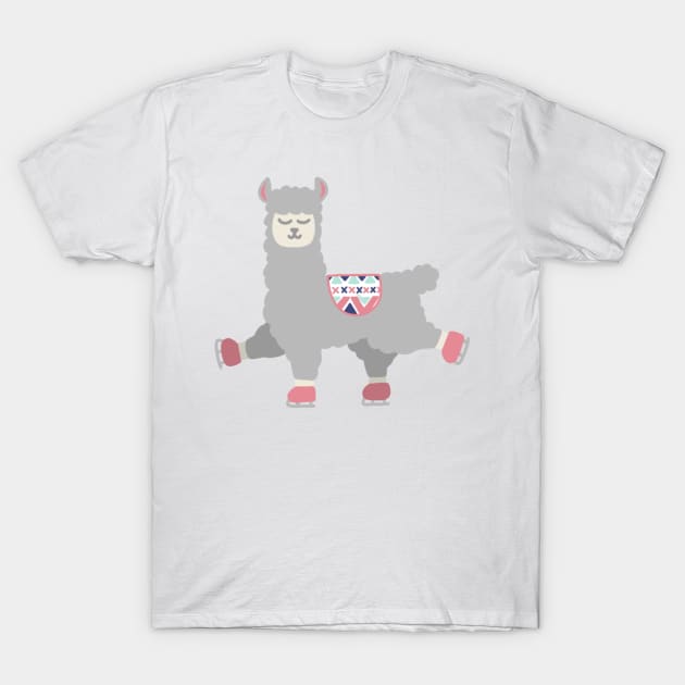 Ice Skating Llama T-Shirt by herofficial